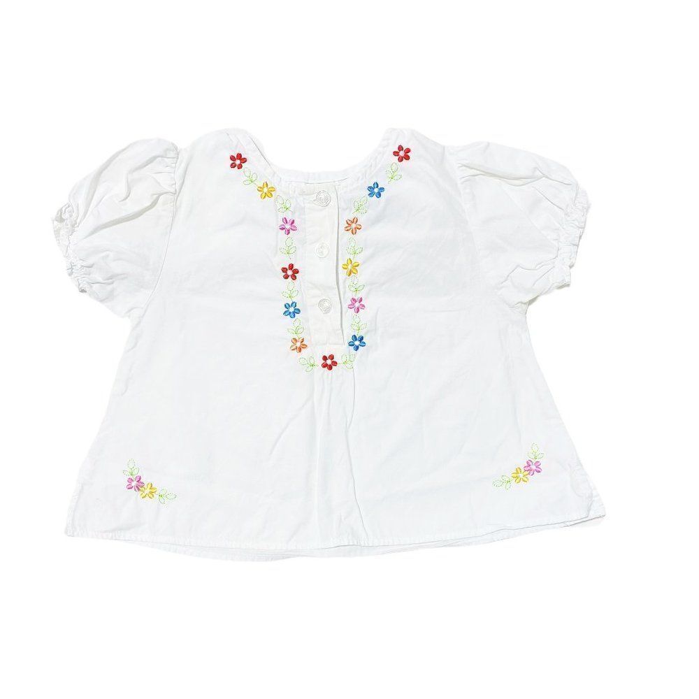 Beluga NY White Floral Embroidered Boho Blouse